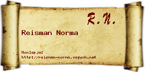 Reisman Norma névjegykártya